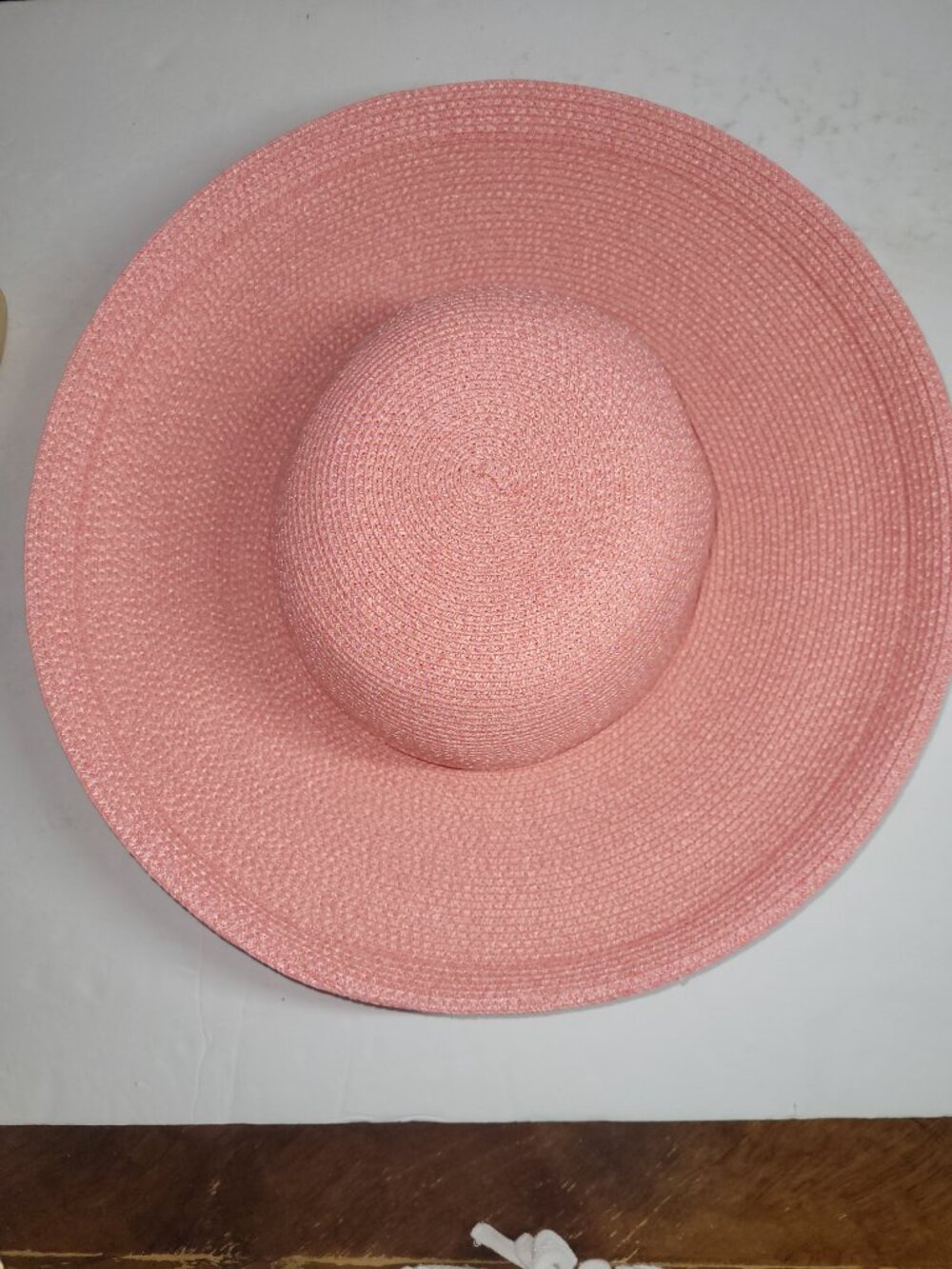 Eric Javits New York Squishee Packable Hat Logo Peach Sun Straw Made in USA - Picture 8 of 9